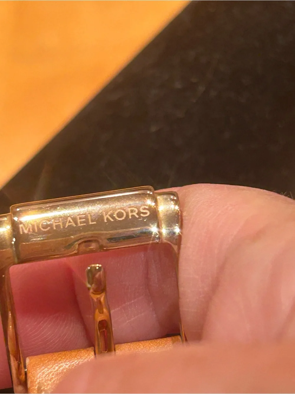 Michael Kors Rose Gold Tone Chronograph Watch with Brown Leather Strap